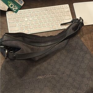 Gucci Dark Gray Monogram Hobo Bag